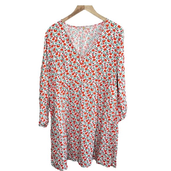 Boden Womens Ditzy Floral Print V Neck Linen Long Sleeve Dress 14L - Picture 1 of 12